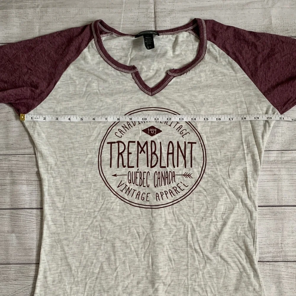 Women's Mt. Tremblant Canadian Heritage Tee - Heather Cream and Burgundy